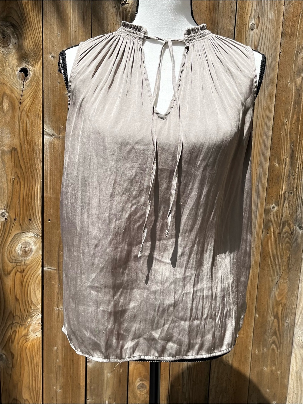 A new day Women's Sleeveless Tie-Neck Top in Light Taupe